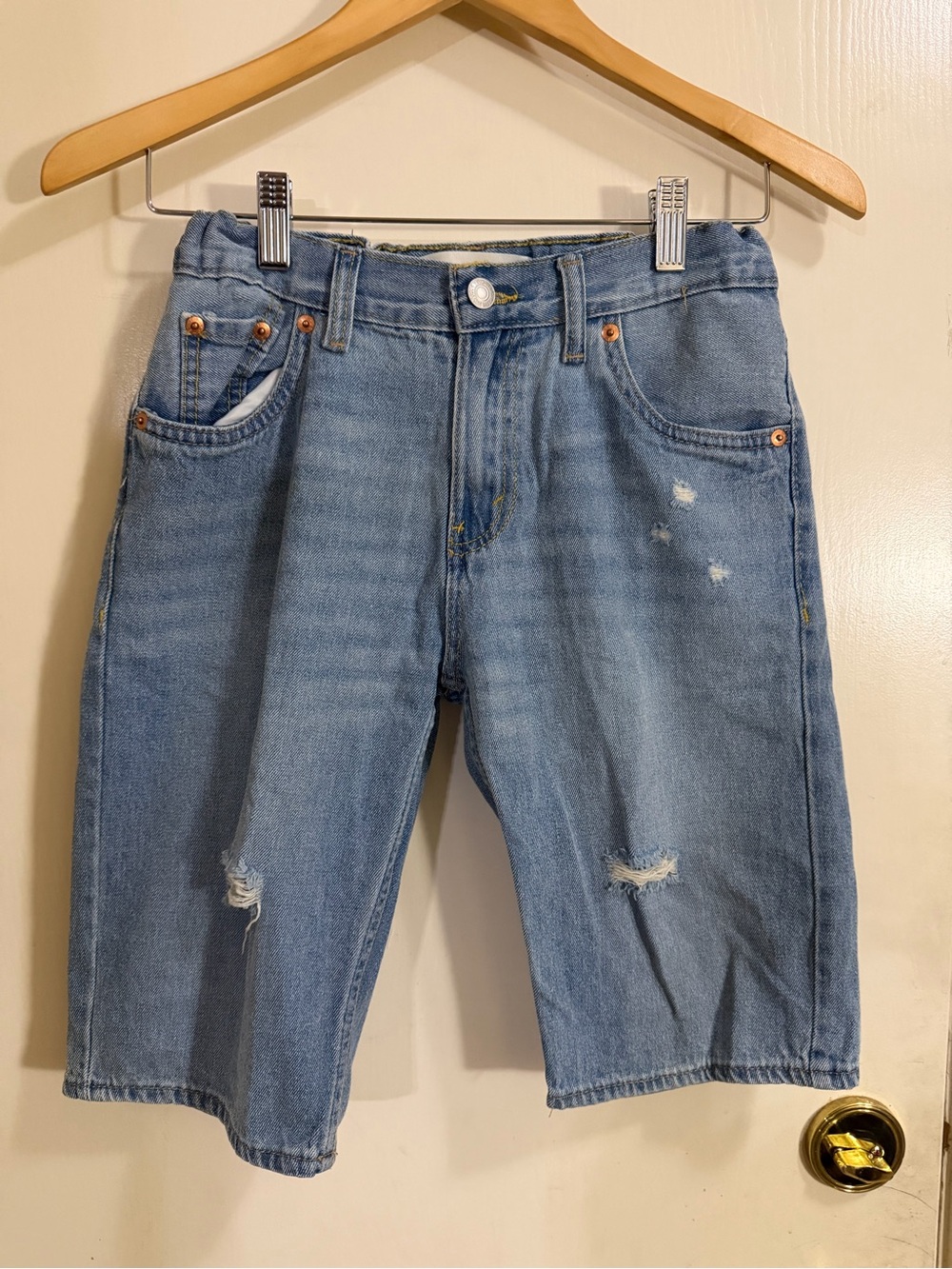 Levis  511 Slim Fit Distressed Denim Shorts - Light Blue for Boys (217)